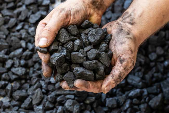 Dirty Hands Holding Coal