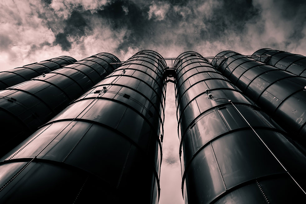 steel towers at factory